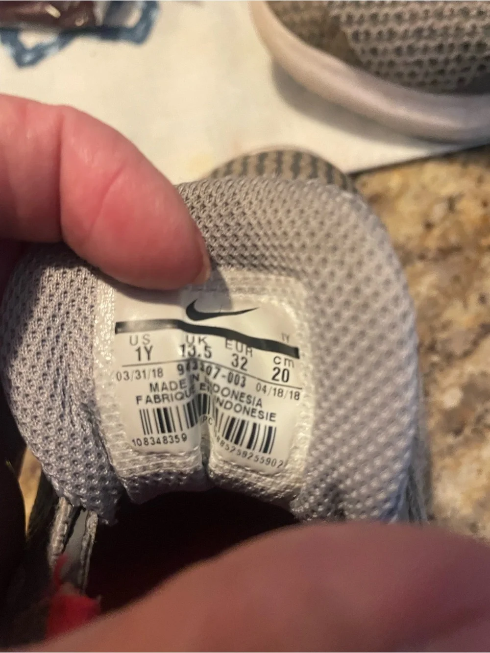 Nike Kids Gray and Coral Athletic Sneakers with Hook-and-Loop Strap